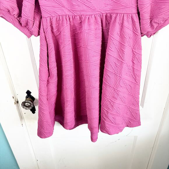 Free People Violet Mini Dress Puff Sleeves Textured Fabric Babydoll Pleated XS - Picture 3 of 13